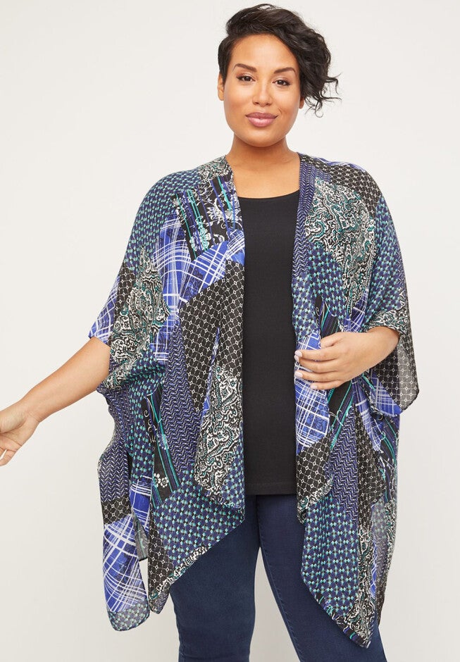 Before Dawn Patchwork Kimono, MARINER NAVY, hi-res image number 0
