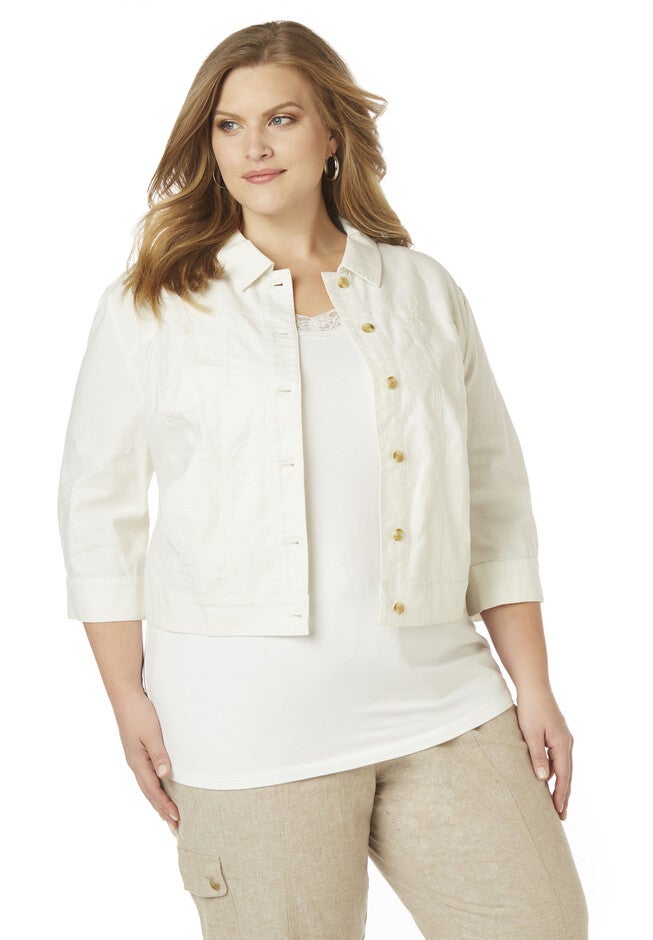 Simple Truths Linen Jacket, WHITE, hi-res image number null