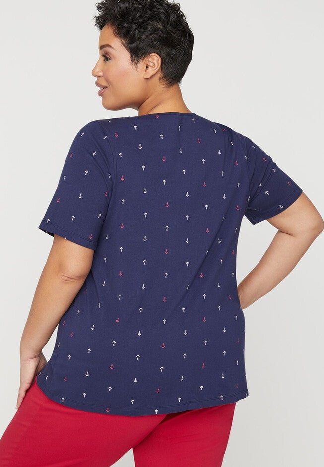 Printed Crochet-Inset Suprema Top, , on-hover image number null