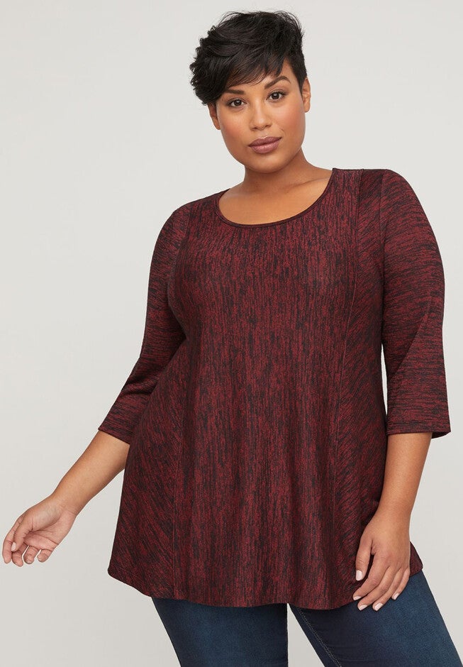 Melange Tunic Top, RED, hi-res image number null