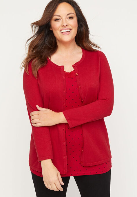 Buttonfront Cardigan, RED, hi-res image number null