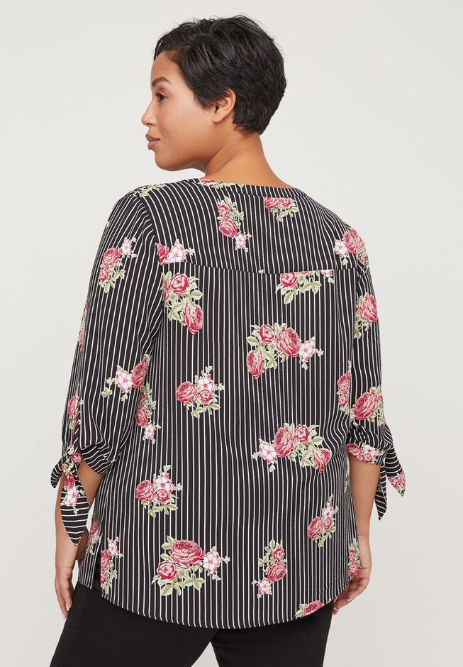 Floral & Striped Blouse, , on-hover image number null