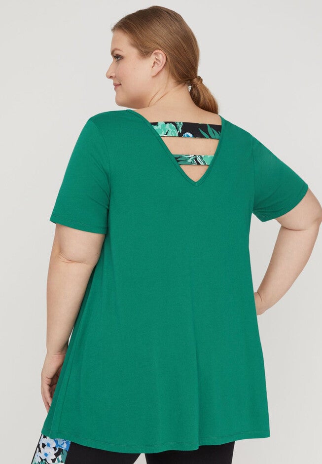 Cutout-Back Top with Floral, , on-hover image number null
