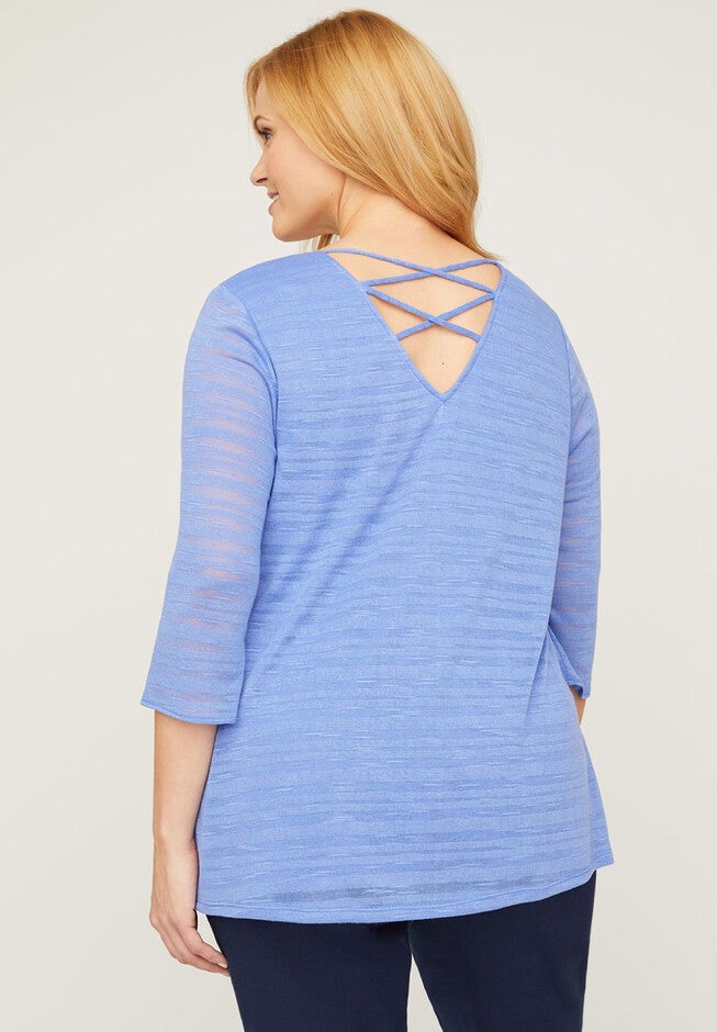 Shadow Stripe Top With Crisscross Back, , on-hover image number null