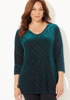 AnyWear Burnout V-Neck Tunic