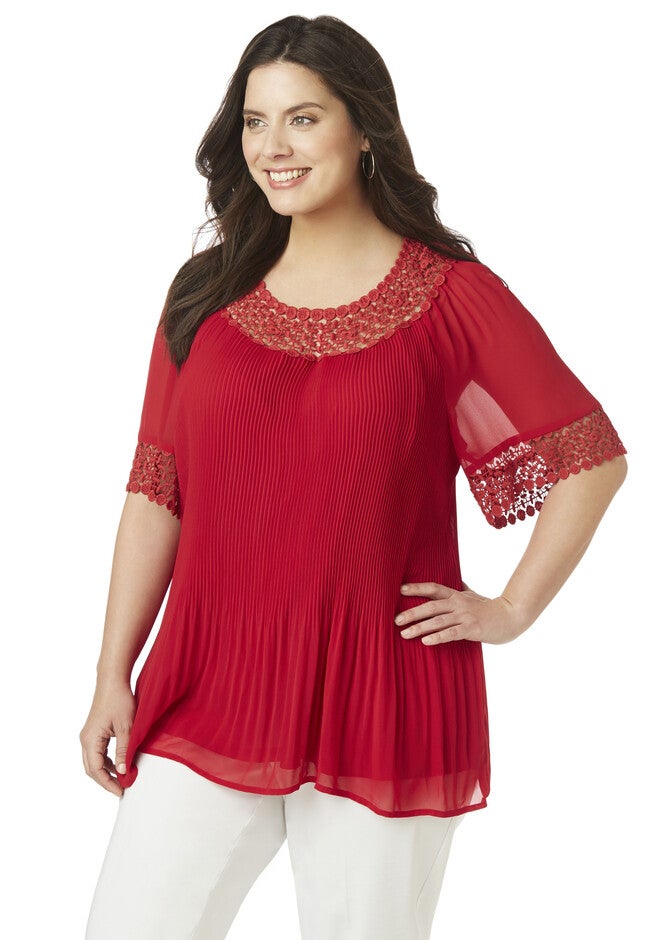 Forsyth Park Pleated Top, RED, hi-res image number null