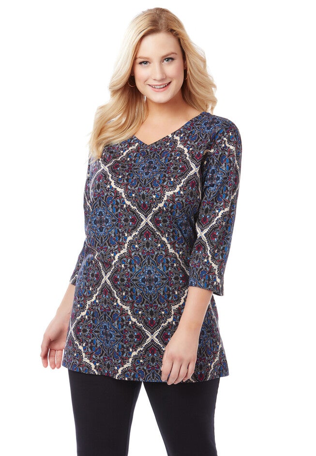 Diamond Medallion Easy Fit Tee, BLACK, hi-res image number 0