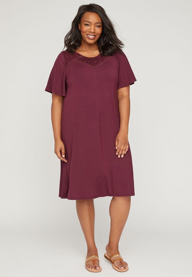 Forever Garnet A-Line Dress with Lace, SONOMA RED, hi-res image number null
