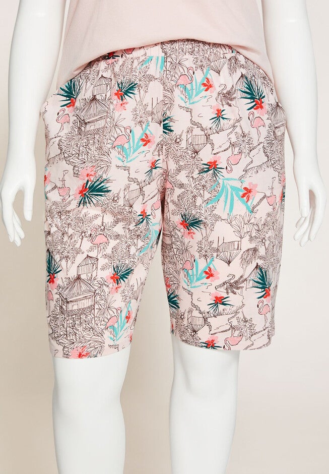Flamingo Flair Cotton Sleep Short, FLAMINGO PRINT, hi-res image number 0