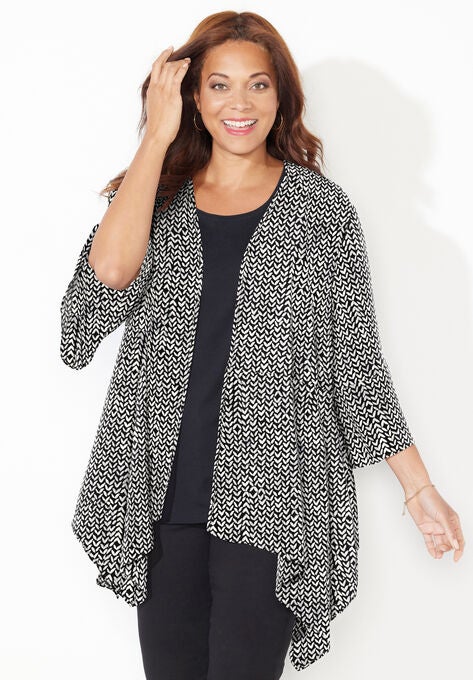 Seasonless Cascade Kimono, BLACK TWEED TEXTURE, hi-res image number null