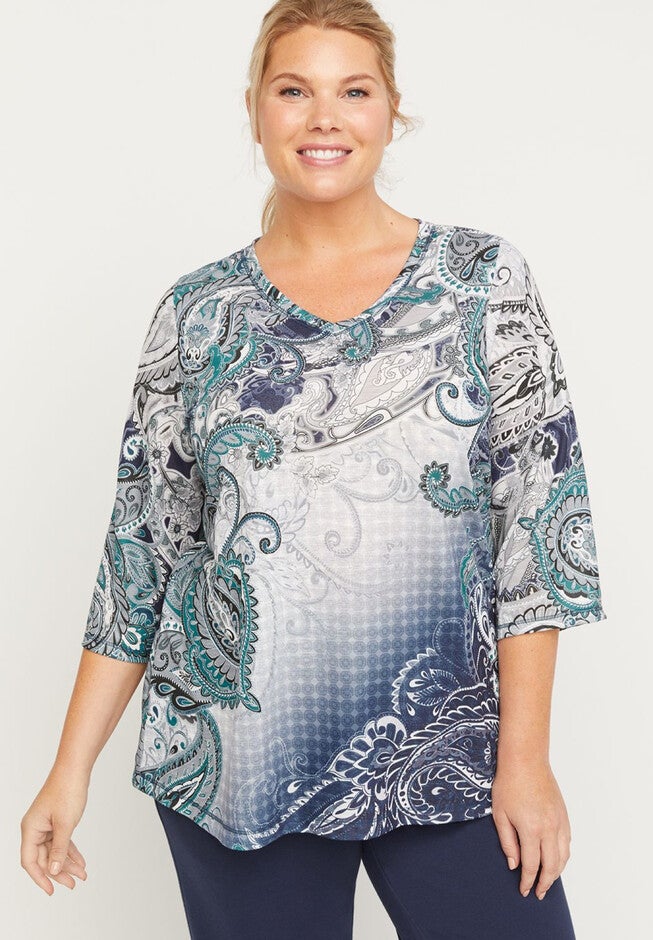 Paisley Melody Tee, NAVY PAISLEY, hi-res image number null