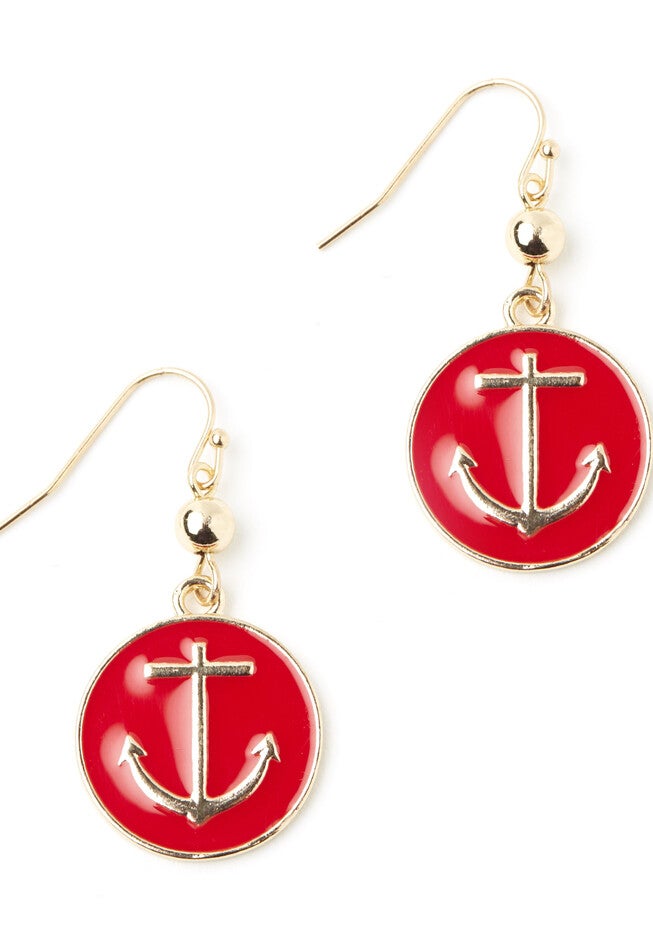 Red Anchors Aweigh Earrings, HEIRLOOM TOMATO, hi-res image number null