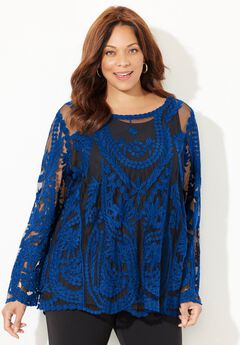 Embroidered Mesh Top