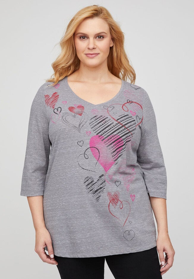 Hearts Collide Tee, HEATHER GREY VALENTINE, hi-res image number null