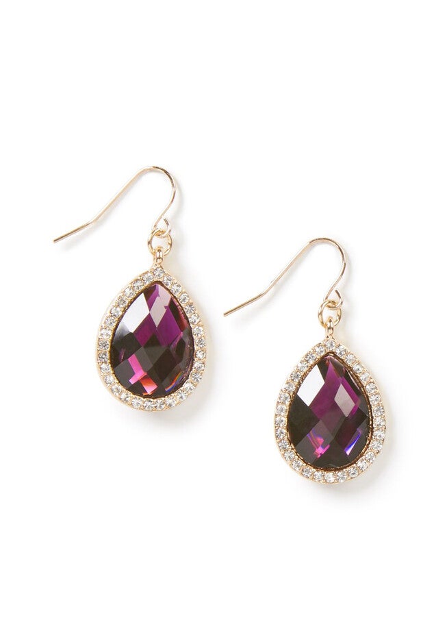 Violet Teardrop Earrings, GLOXINIA, hi-res image number 0