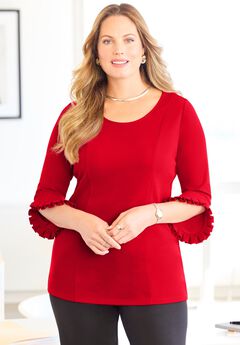 Crepe Ruffle Sleeve Top