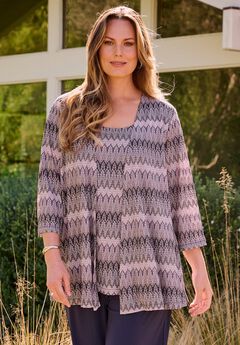 Jacquard Cardigan & Tank One Piece Top