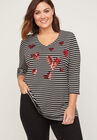 Sequin Heart Stripes Tee, BLACK AND WHITE STRIPE, hi-res image number null
