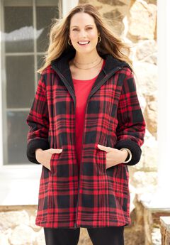 Long Fleece Coat with Sherpa Lining