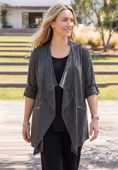 Cloud Knit French Terry Drape Front Cardigan