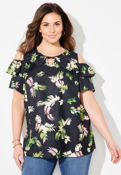 Open-Shoulder Georgette Top