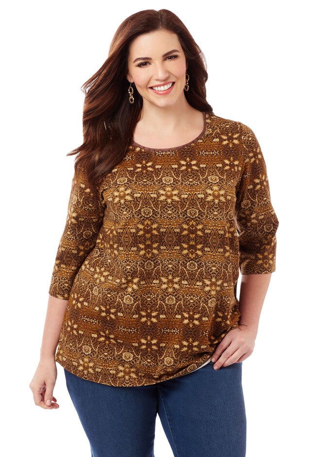 Suede Statement Tee, CHOCOLATE GANACHE, hi-res image number null