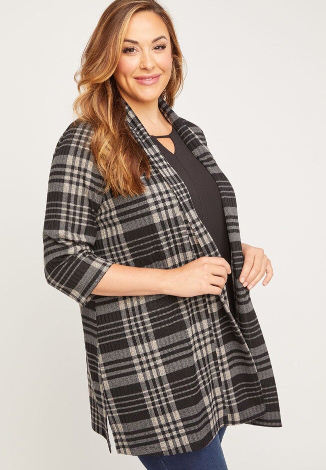 Welby Plaid Duster, BLACK GREY MULTI, hi-res image number null