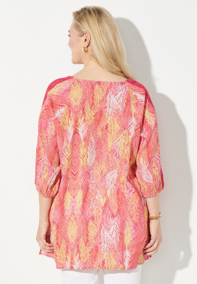 Crochet Trim Gauze Top, , on-hover image number 1