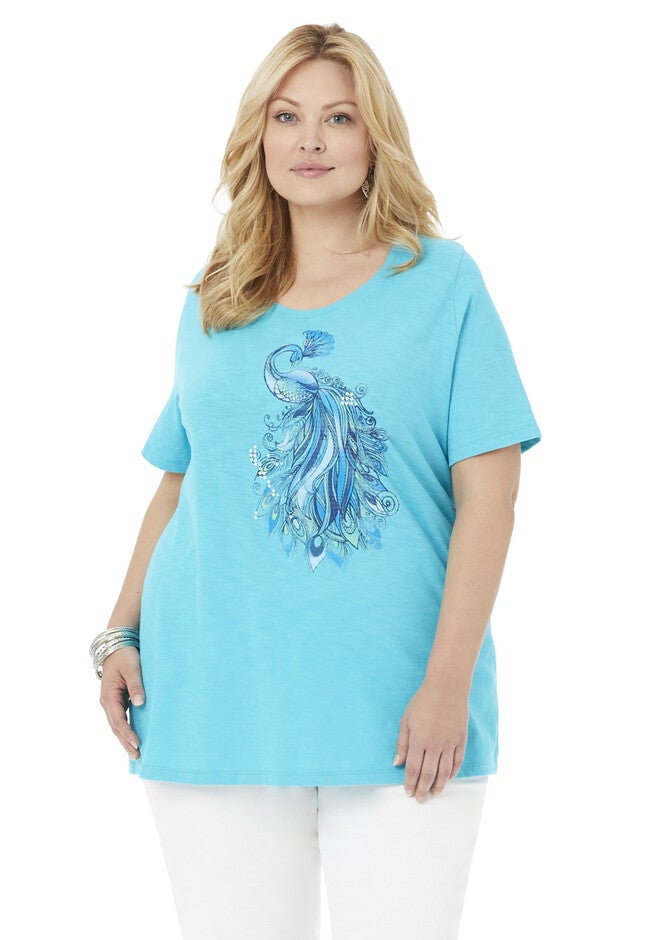 Sequin Feather Tee, BEACH DAY, hi-res image number null