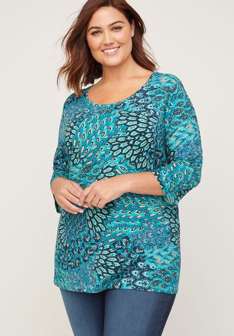 Suprema® Feather Together Tee, TEAL FEATHER, hi-res image number null