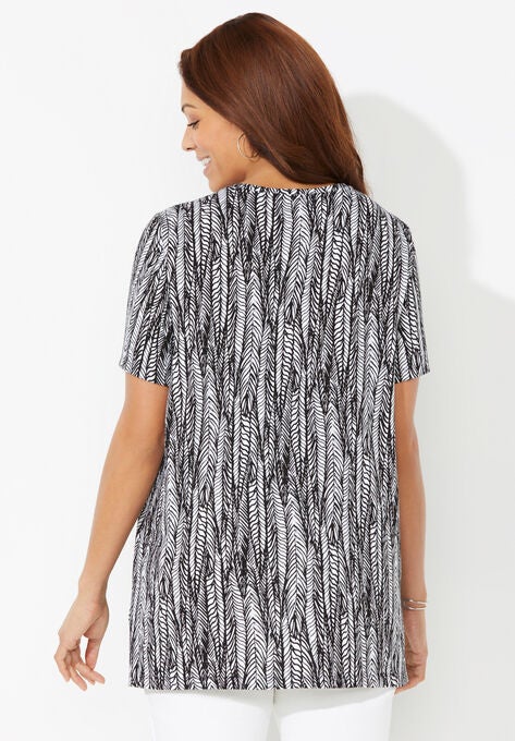 Easy Fit Short Sleeve V-Neck Tunic, , on-hover image number null