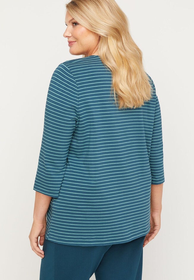 Striped Suprema 3/4-Sleeve Top, , on-hover image number 1
