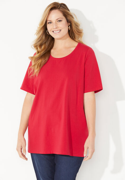 Suprema® Ultra-Soft Scoopneck Tee, CLASSIC RED, hi-res image number null