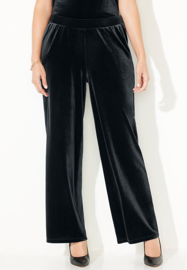 AnyWear Velvet Wide Leg Pant, BLACK, hi-res image number null
