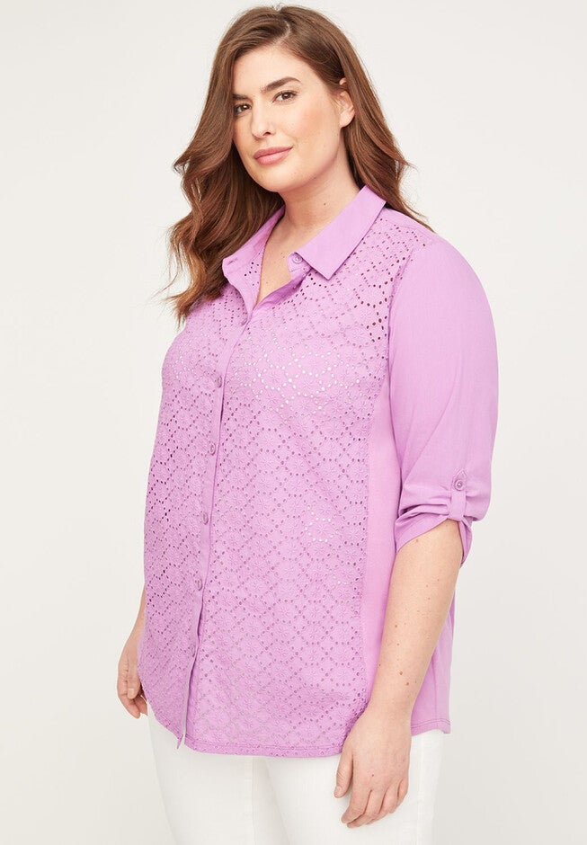Eyelet Buttonfront Top, LOLANTHE, hi-res image number null