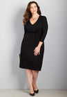 Curvy Collection Drape Front Dress, BLACK, hi-res image number null