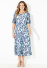 Stretch Lace Fit & Flare Dress, WHITE FLORAL SCROLL, hi-res image number null