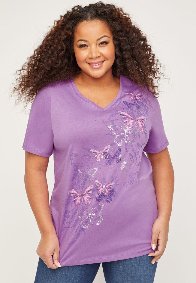 Butterfly Shimmer Tee, PURPLE, hi-res image number 0