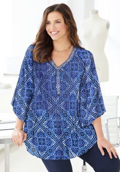 Bejeweled Pleated Blouse