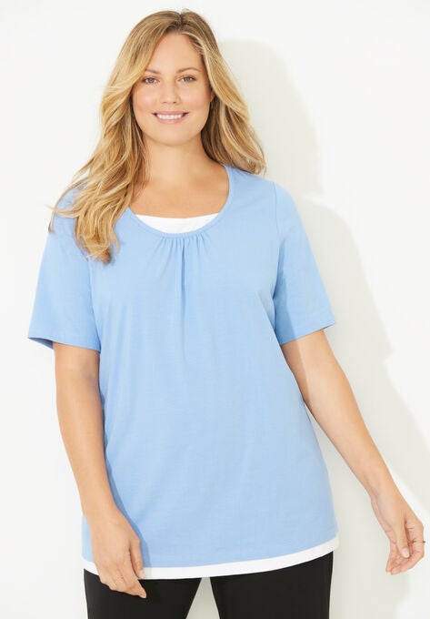 Suprema® Shirred Duet Tee, FRENCH BLUE, hi-res image number null