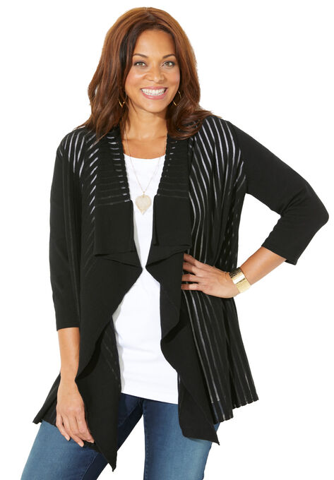 Lovely Layers Drape Cardigan, BLACK, hi-res image number null