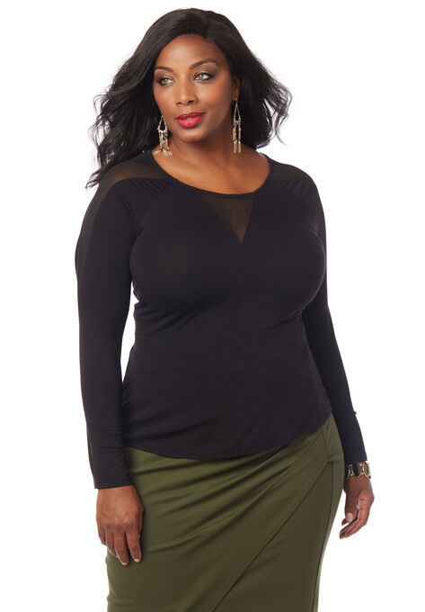 Curvy Collection Mirage Top, BLACK, hi-res image number null