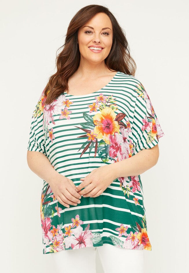 Radiant Canopy Tee, ONE WORLD GREEN STRIPE, hi-res image number null