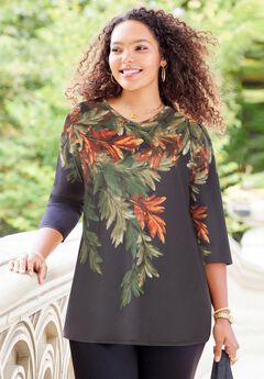V-Neck Placement Print Top