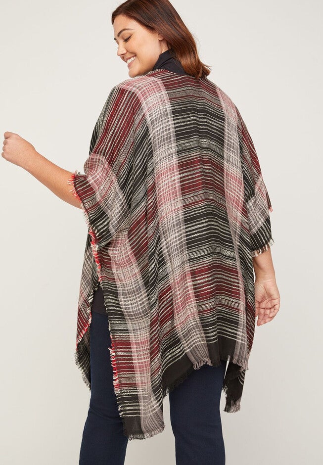Plaid Shimmer Kimono, , on-hover image number 1