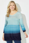 Pointelle Ombre Pullover Sweater, BLUE OMBRE, hi-res image number null