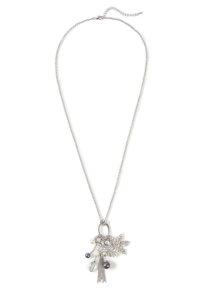 Shimmering Snowflake Necklace, SILVER, hi-res image number 0
