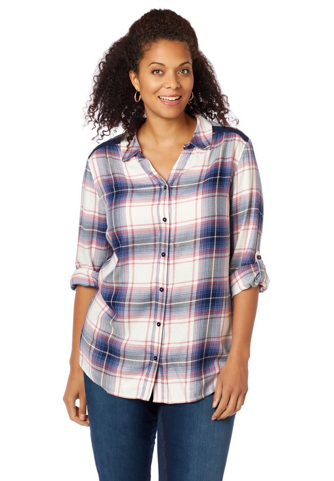 Addison Plaid Buttonfront, BLUE PLAID, hi-res image number null