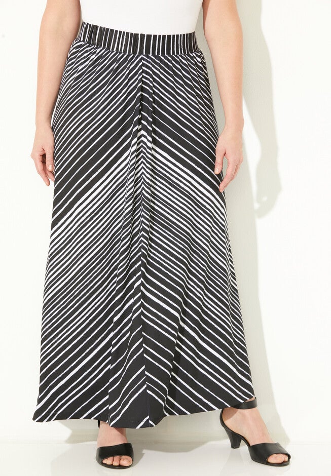 AnyWear Maxi Skirt, BLACK WHITE STRIPE, hi-res image number null