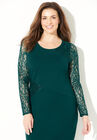 Curvy Collection Lace Ponte Dress, , alternate image number null